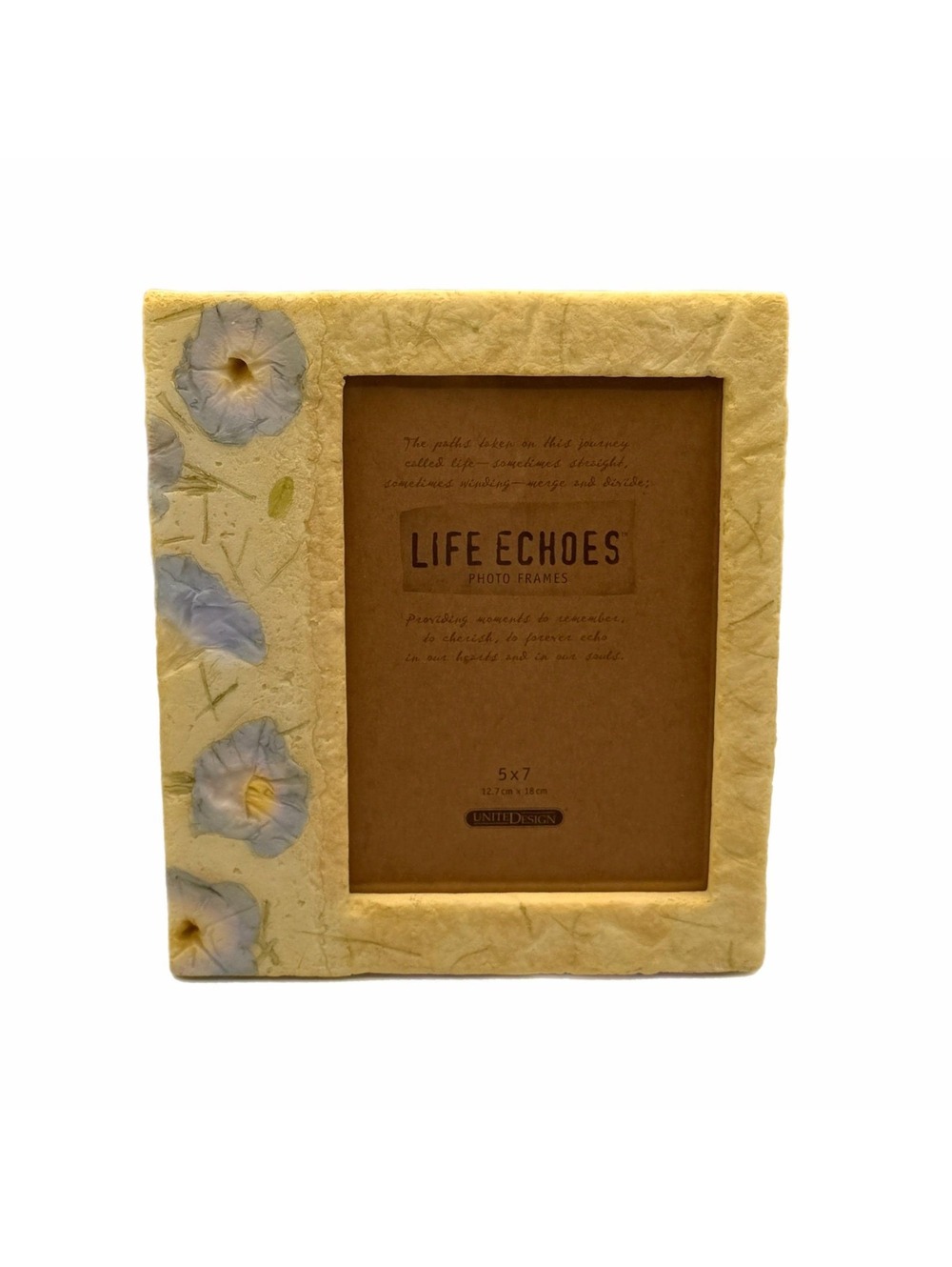 Vintage 2000 Life Echoes Ornate Raised Stone-Like Finish & Blue Floral